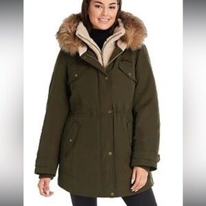 Koolaburra by Ugg Olive Utility Jacket with Faux Fur Trim Hood Size XL